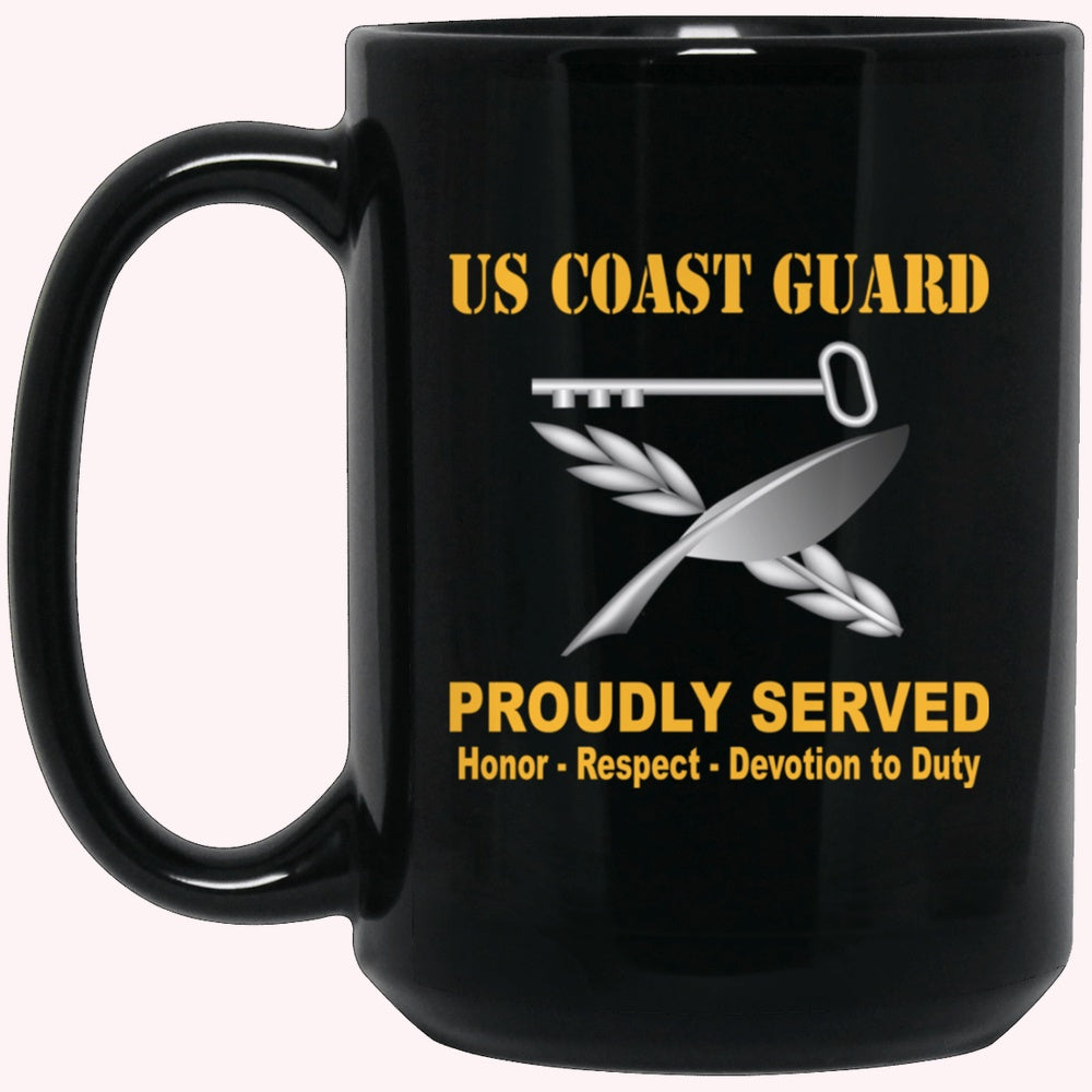 Veterans Mug, USCG CULINARY SPECIALIST CS Logo Proudly Served Black Mug