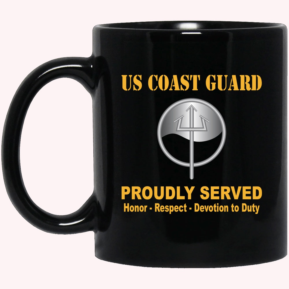 Veterans Mug, USCG MARINE SCIENCE TECHNICIAN MST Logo Proudly Served Black Mug