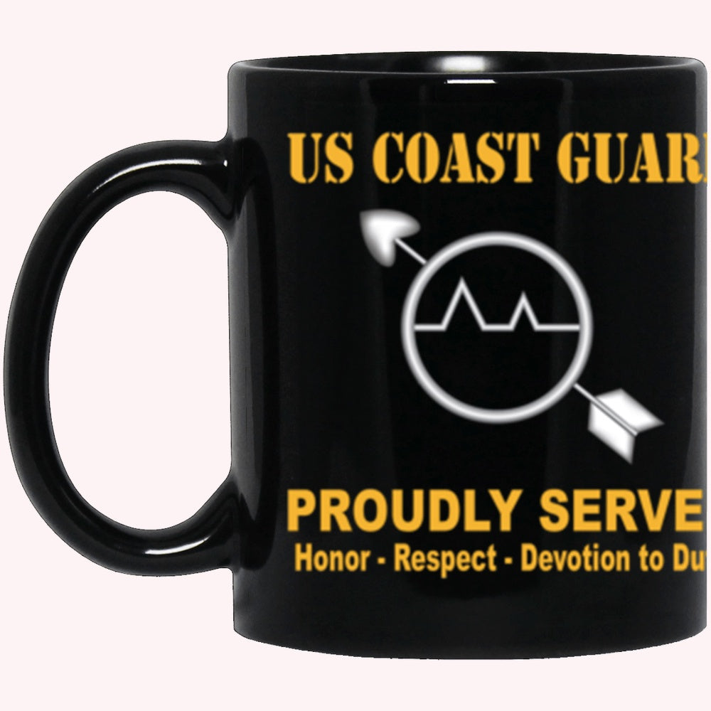 Veterans Mug, USCG Operations Specialist OS Logo Proudly Served Core Values Black Mug