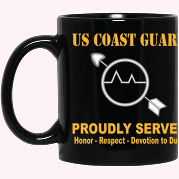 Veterans Mug, USCG Operations Specialist OS Logo Proudly Served Core Values Black Mug