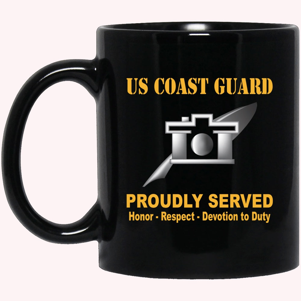 Veterans Mug, USCG PUBLIC AFFAIRS SPECIALIST PA Logo Proudly Served Black Mug