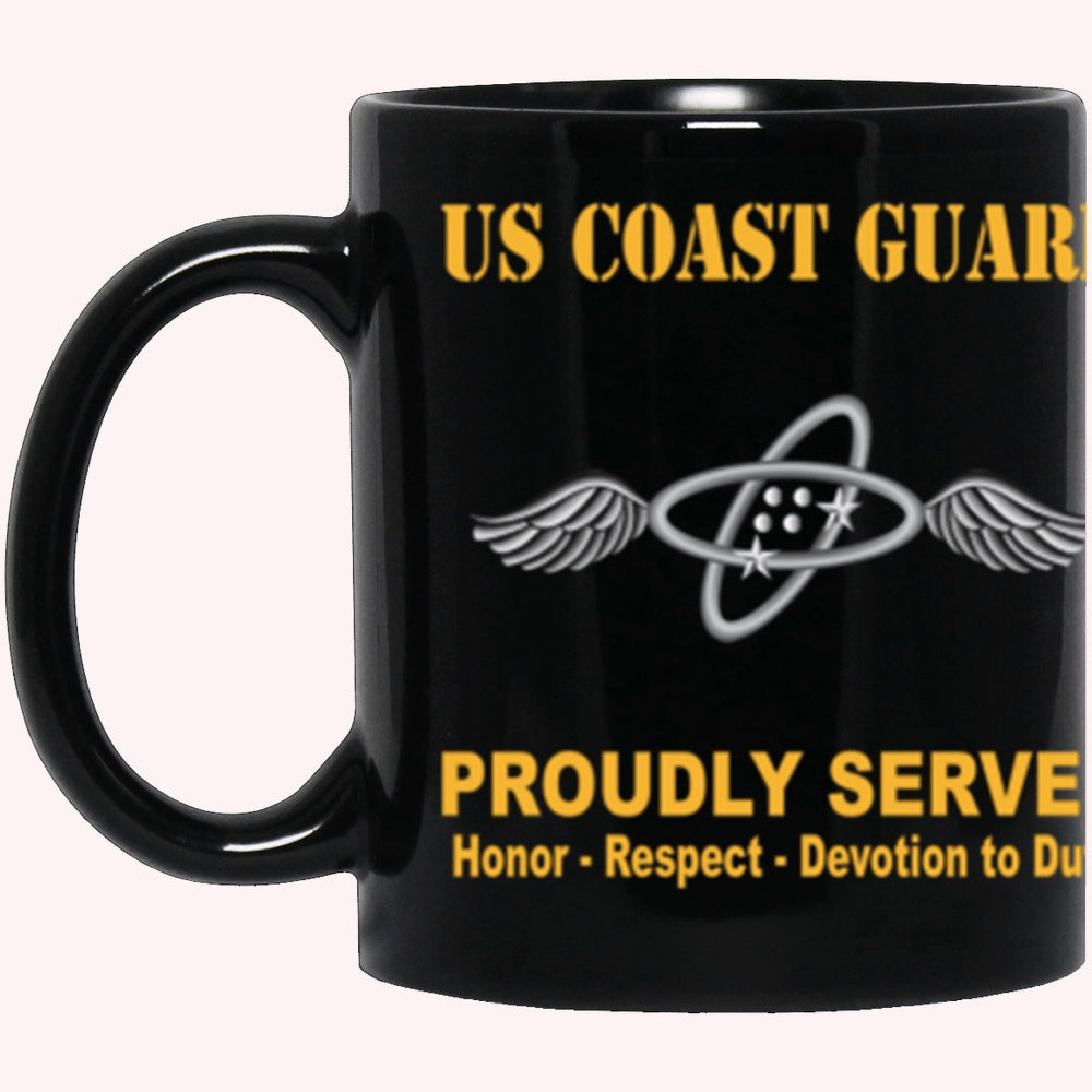 Veterans Mug, USCG USCG AVIONICS ELECTRICAL TECHNICIAN AET Logo Proudly Served Core Values Black Mug