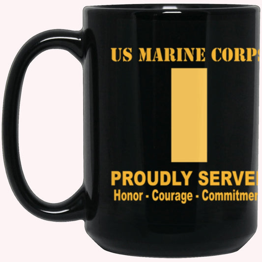 Veterans Mug, USMC O-1 Second Lieutenant O1 2ndLt O1 Commissioned Officer Ranks Proudly Served Core Values Black Mug