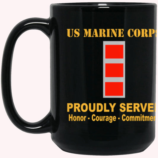 Veterans Mug, USMC W-4 Chief Warrant Officer 4 CW4 CW4 Warrant Officer Ranks Proudly Served Core Values Black Mug