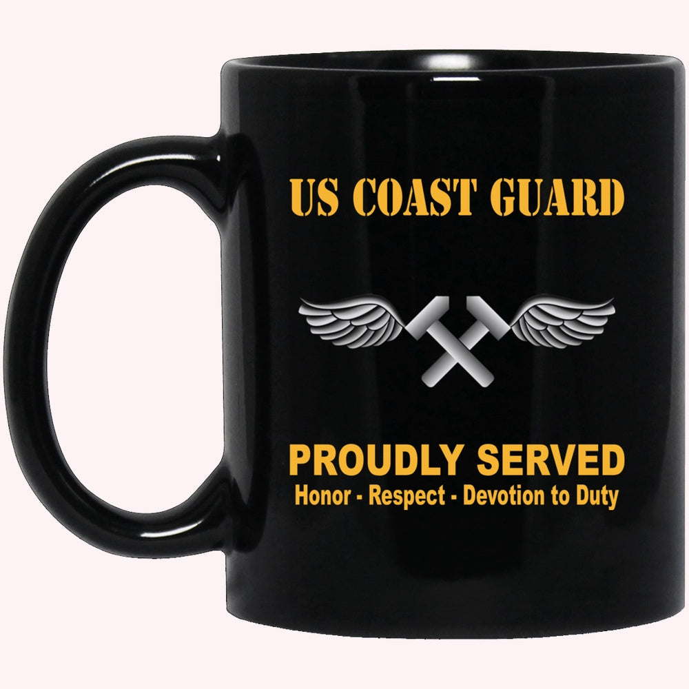 Veterans Mug, US Coast Guard Aviation Metalsmith AM Logo Proudly Served Black Mug