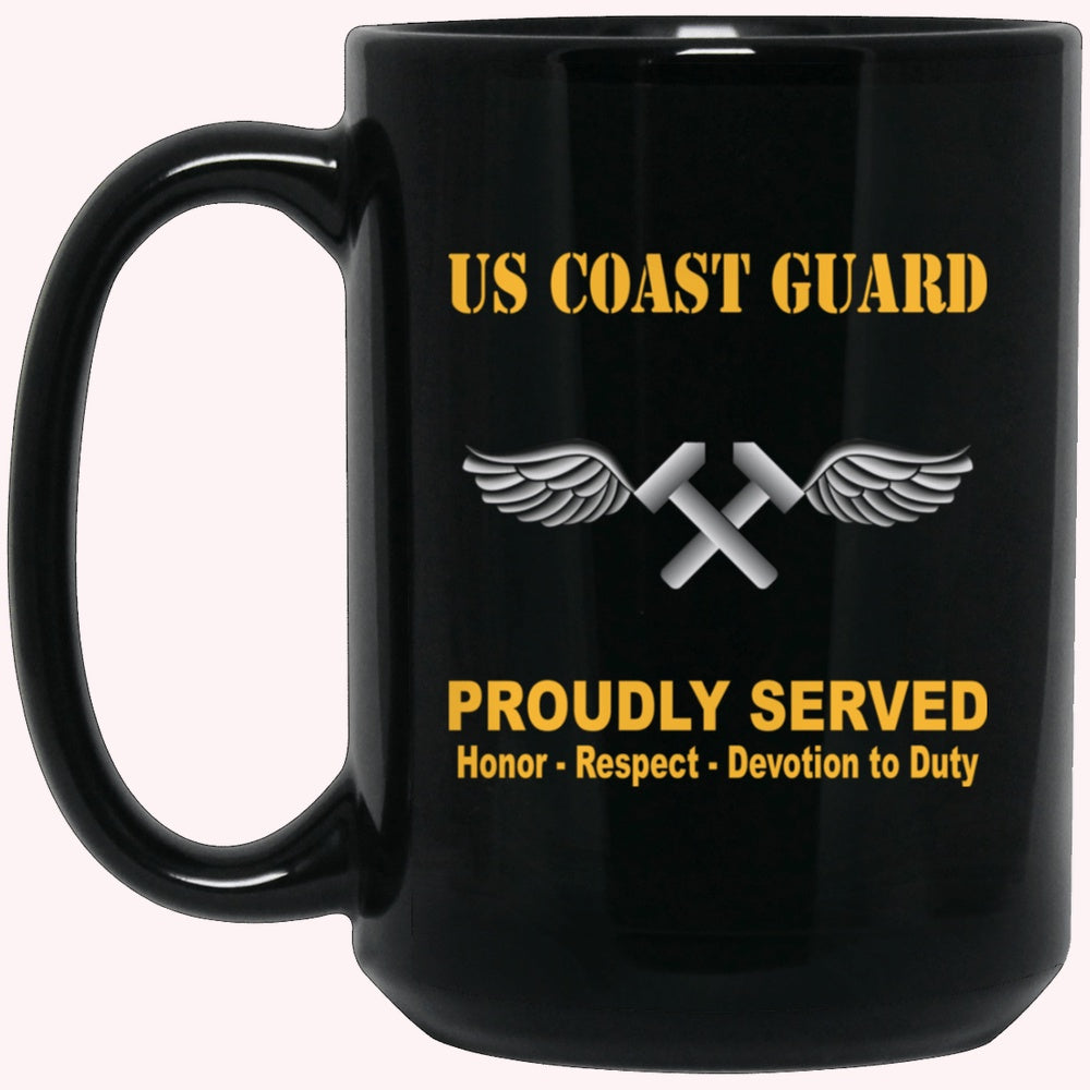 Veterans Mug, US Coast Guard Aviation Metalsmith AM Logo Proudly Served Black Mug