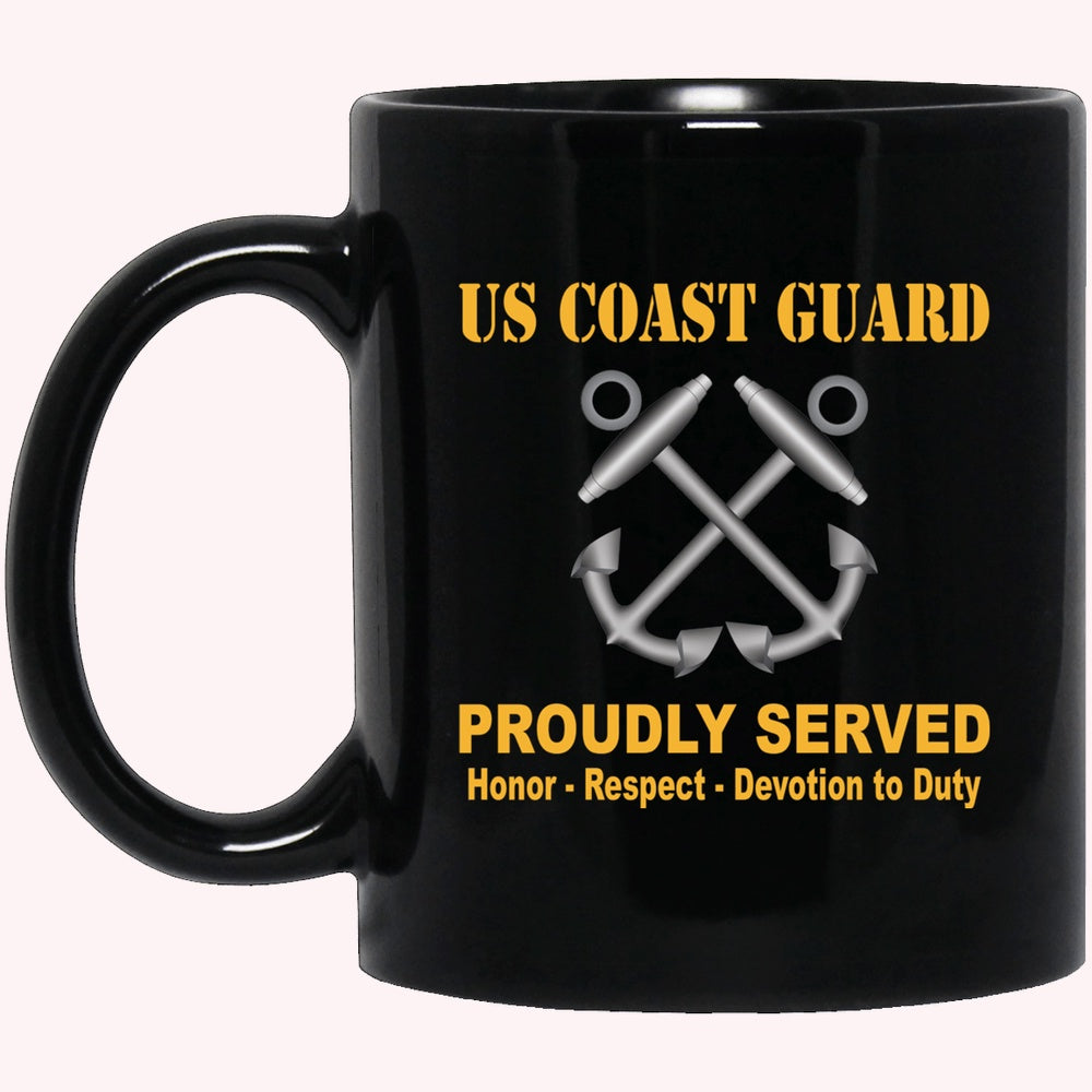 Veterans Mug, US Coast Guard Boatswains Mate BM Logo Proudly Served Black Mug