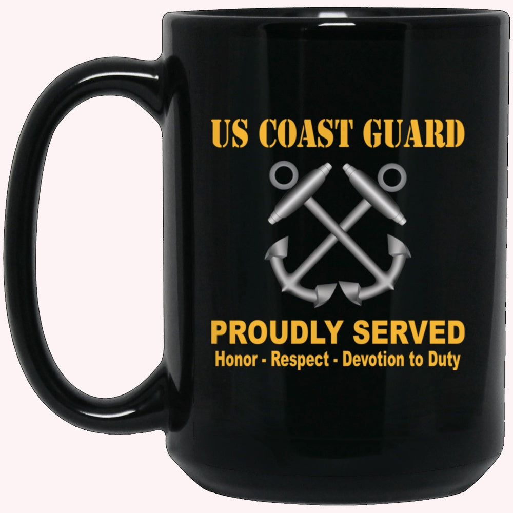 Veterans Mug, US Coast Guard Boatswains Mate BM Logo Proudly Served Black Mug