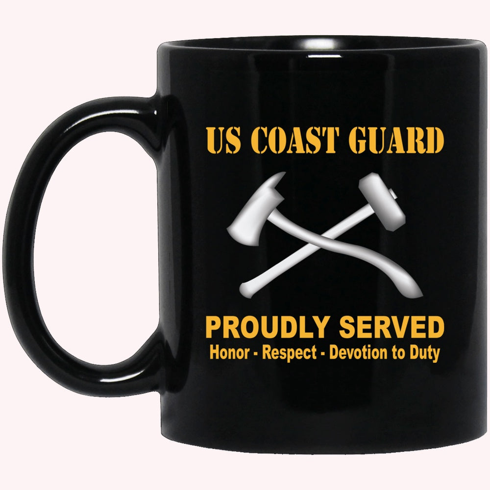 Veterans Mug, US Coast Guard Damage Controlman DC Logo Proudly Served Black Mug