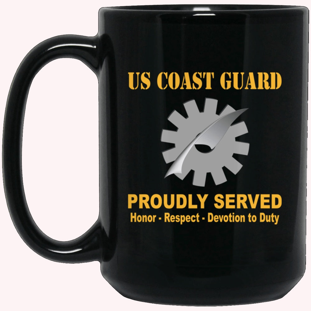 Veterans Mug, US Coast Guard Data Processing Technician DP Logo Proudly Served Black Mug