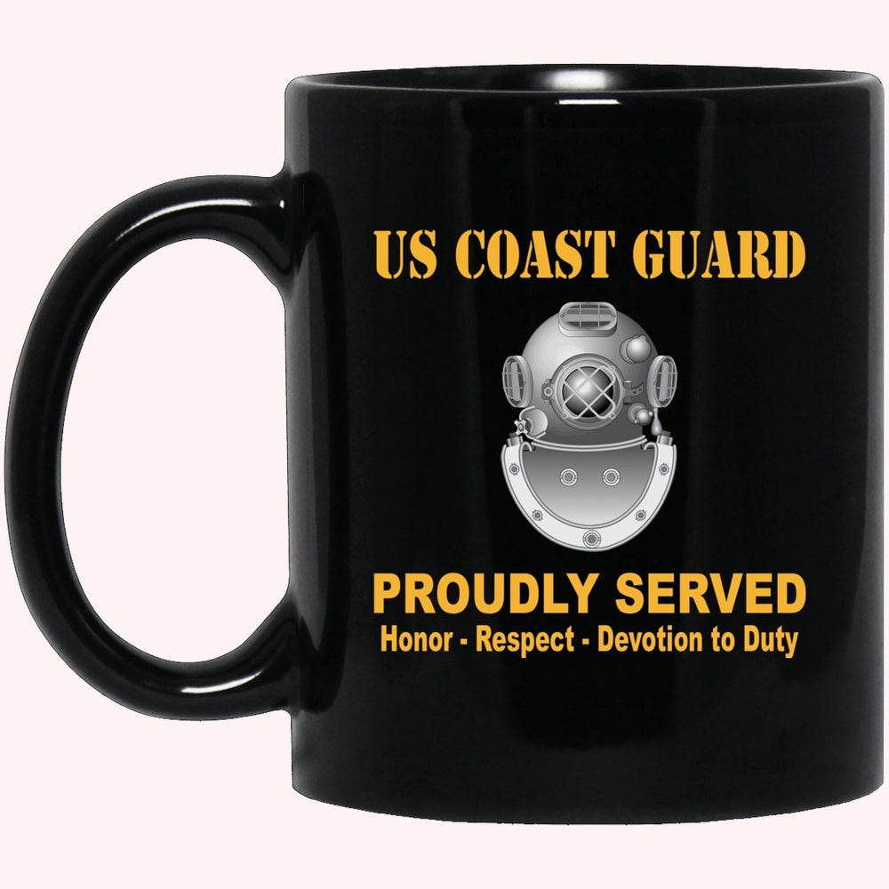 Veterans Mug, US Coast Guard Diver ND Logo Proudly Served Black Mug