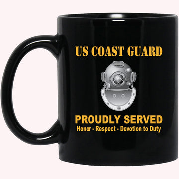 Veterans Mug, US Coast Guard Diver ND Logo Proudly Served Black Mug