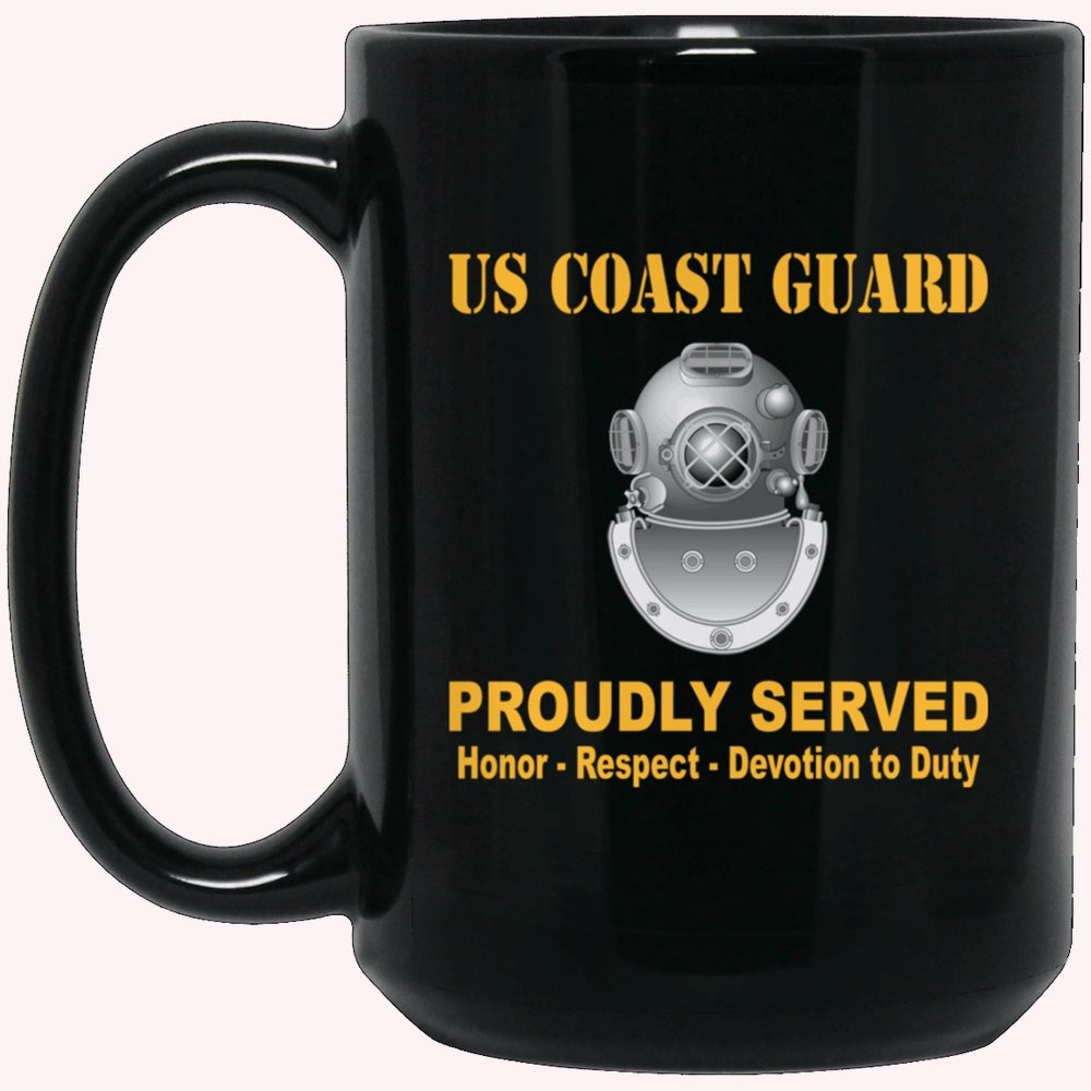 Veterans Mug, US Coast Guard Diver ND Logo Proudly Served Black Mug