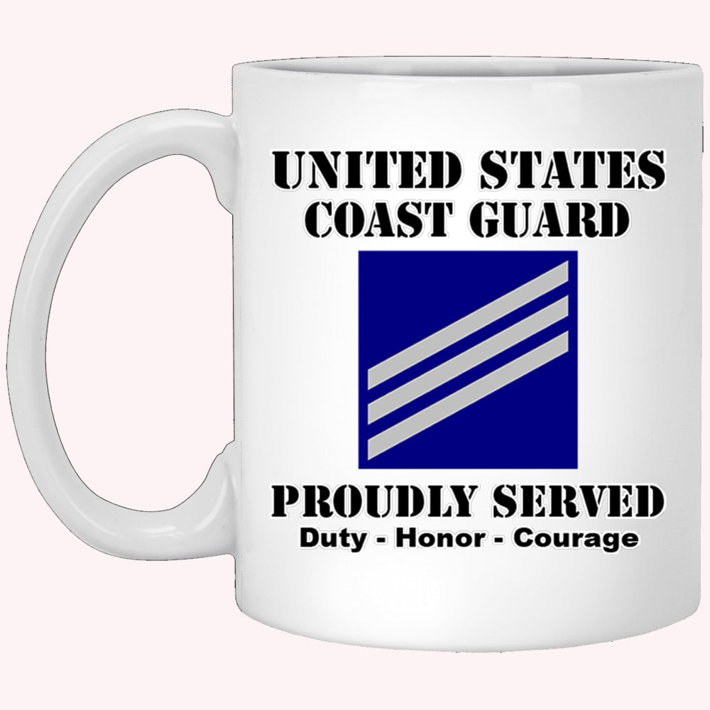 Veterans Mug, US Coast Guard E-3 Seaman E3 SN Seaman Ranks White Coffee Mug