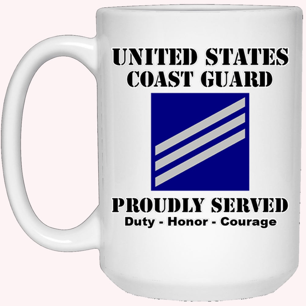 Veterans Mug, US Coast Guard E-3 Seaman E3 SN Seaman Ranks White Coffee Mug