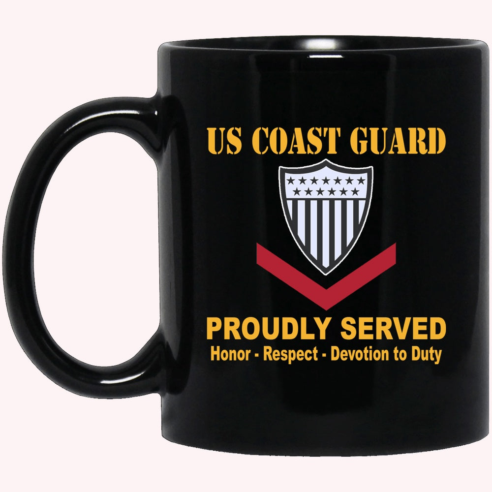 Veterans Mug, US Coast Guard E-4 Petty Officer Third Class E4 PO3 Petty Officer Black Mug