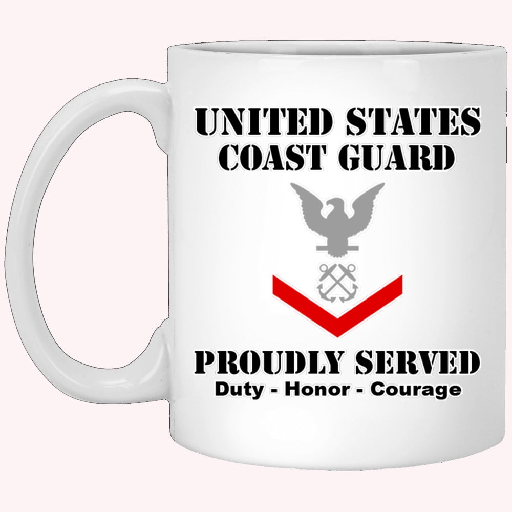 Veterans Mug, US Coast Guard E-4 Petty Officer Third Class E4 PO3 Petty Officer Ranks White Coffee Mug