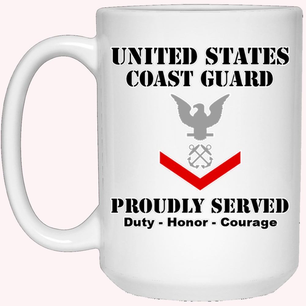 Veterans Mug, US Coast Guard E-4 Petty Officer Third Class E4 PO3 Petty Officer Ranks White Coffee Mug