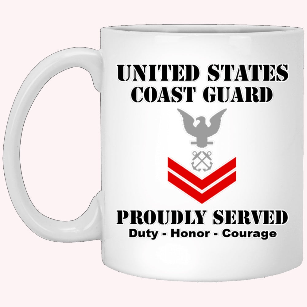 Veterans Mug, US Coast Guard E-5 Petty Officer Second Class E5 PO2 Petty Officer Ranks White Coffee Mug