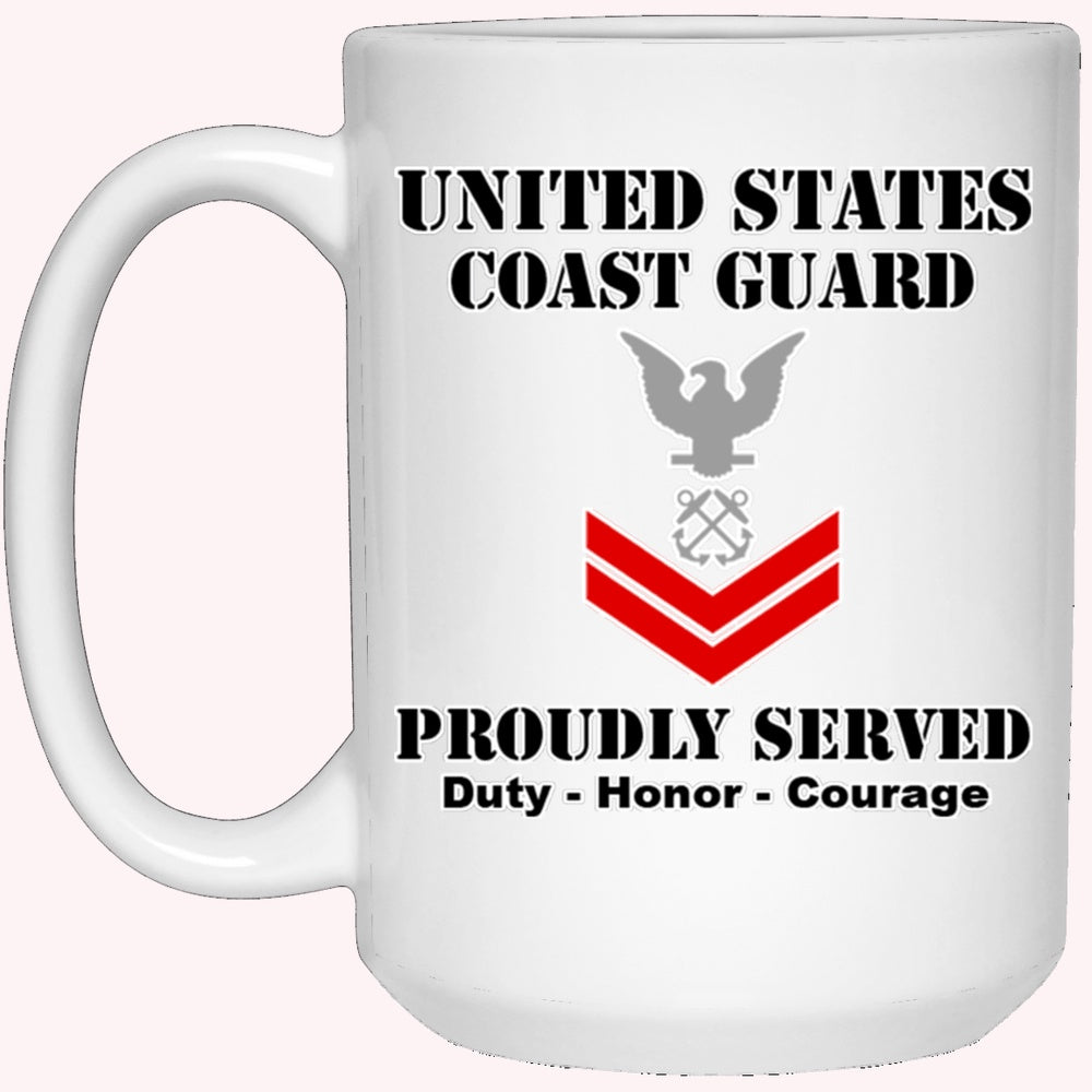 Veterans Mug, US Coast Guard E-5 Petty Officer Second Class E5 PO2 Petty Officer Ranks White Coffee Mug