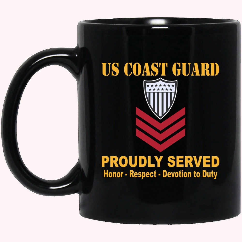 Veterans Mug, US Coast Guard E-6 Petty Officer First Class E6 PO1 Petty Officer Black Mug