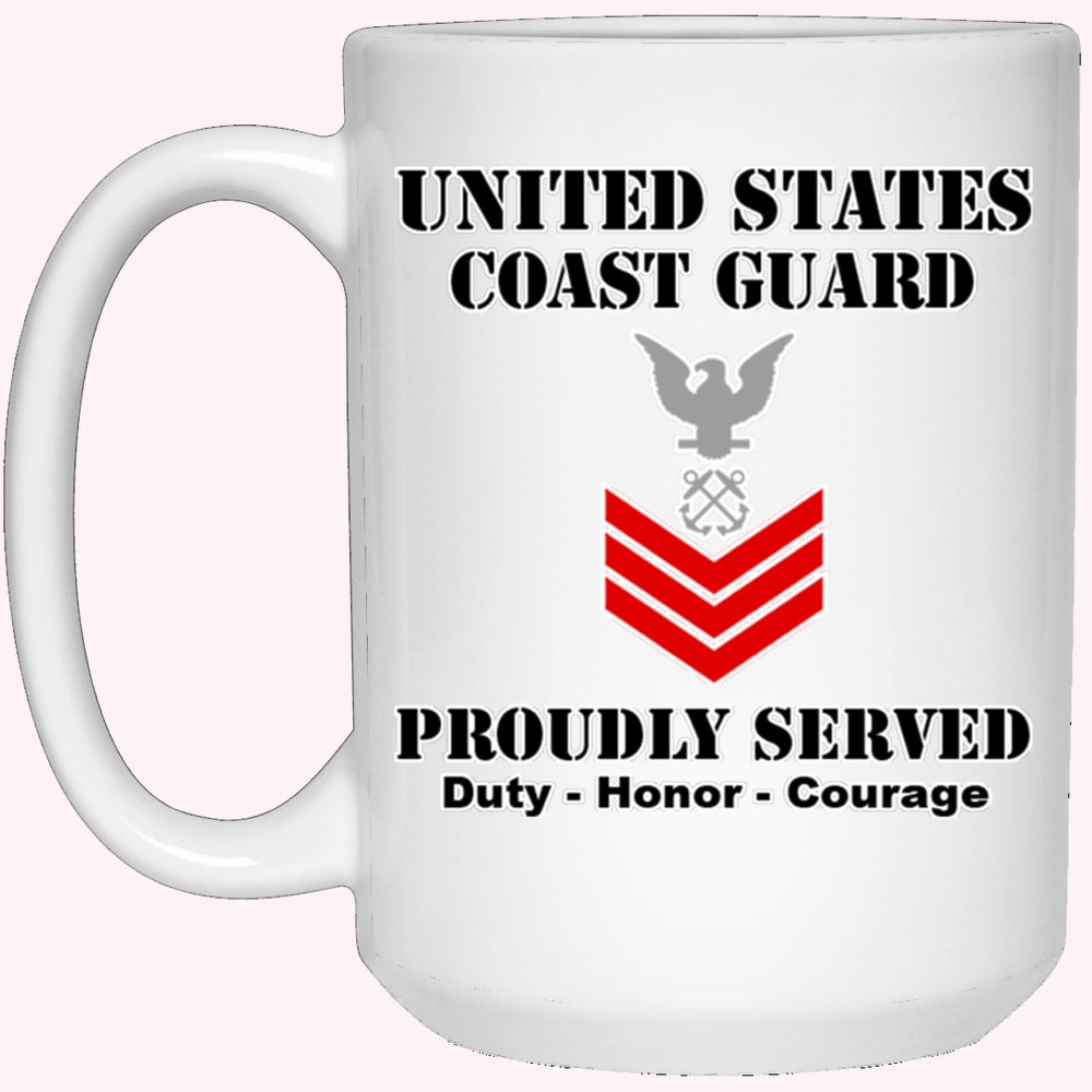 Veterans Mug, US Coast Guard E-6 Petty Officer First Class E6 PO1 Petty Officer Ranks White Coffee Mug