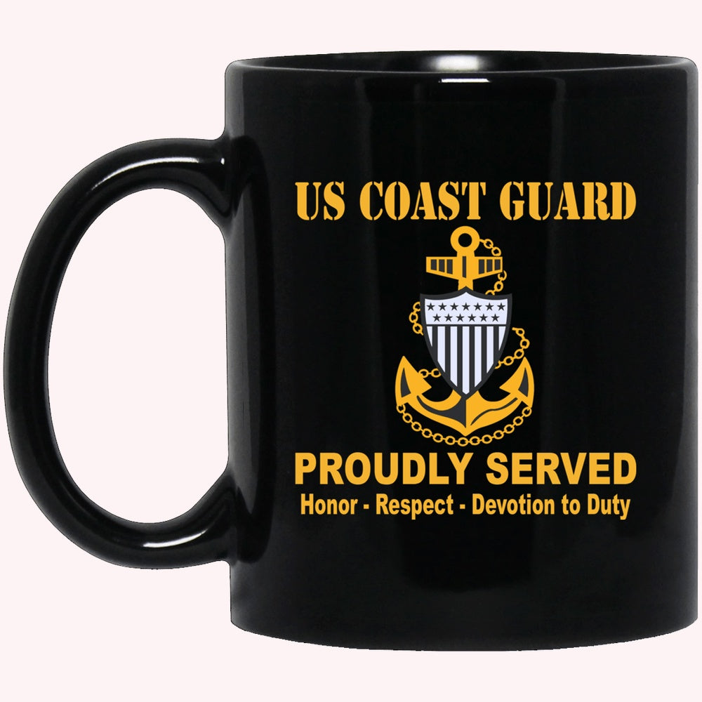 Veterans Mug, US Coast Guard E-7 Chief Petty Officer E7 CPO Chief Petty Officer Collar Device Black Mug