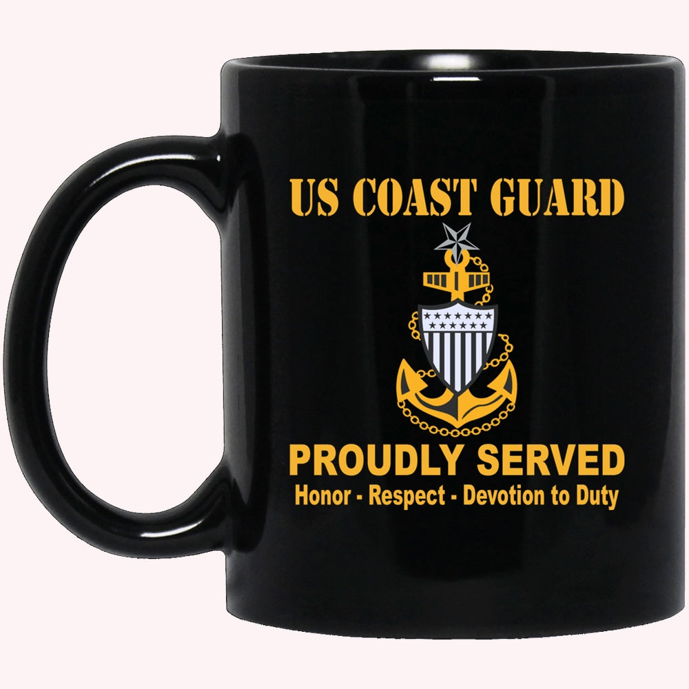 Veterans Mug, US Coast Guard E-8 Senior Chief Petty Officer E8 SCPO Chief Petty Officer Cap Device Black Mug