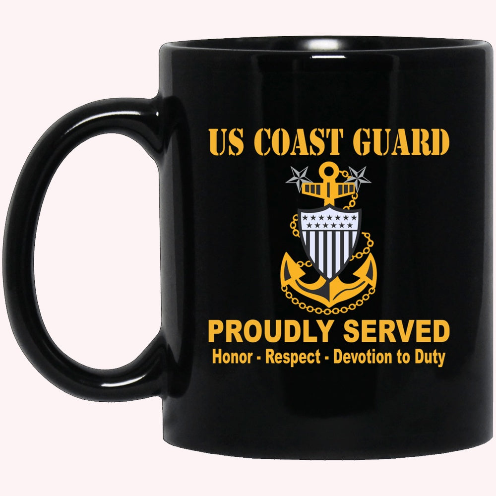 Veterans Mug, US Coast Guard E-9 Collar Device Black Mug