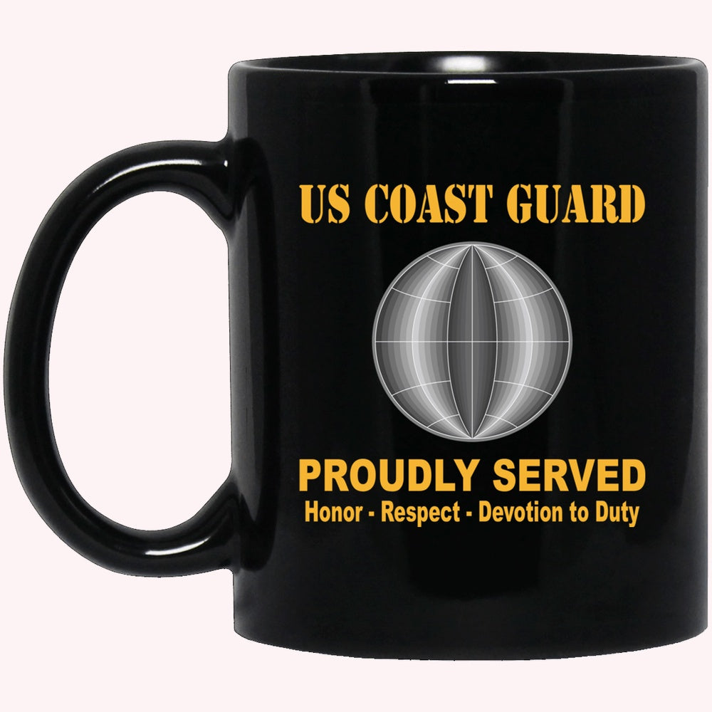 Veterans Mug, US Coast Guard Electrician's Mate EM Logo Proudly Served Black Mug