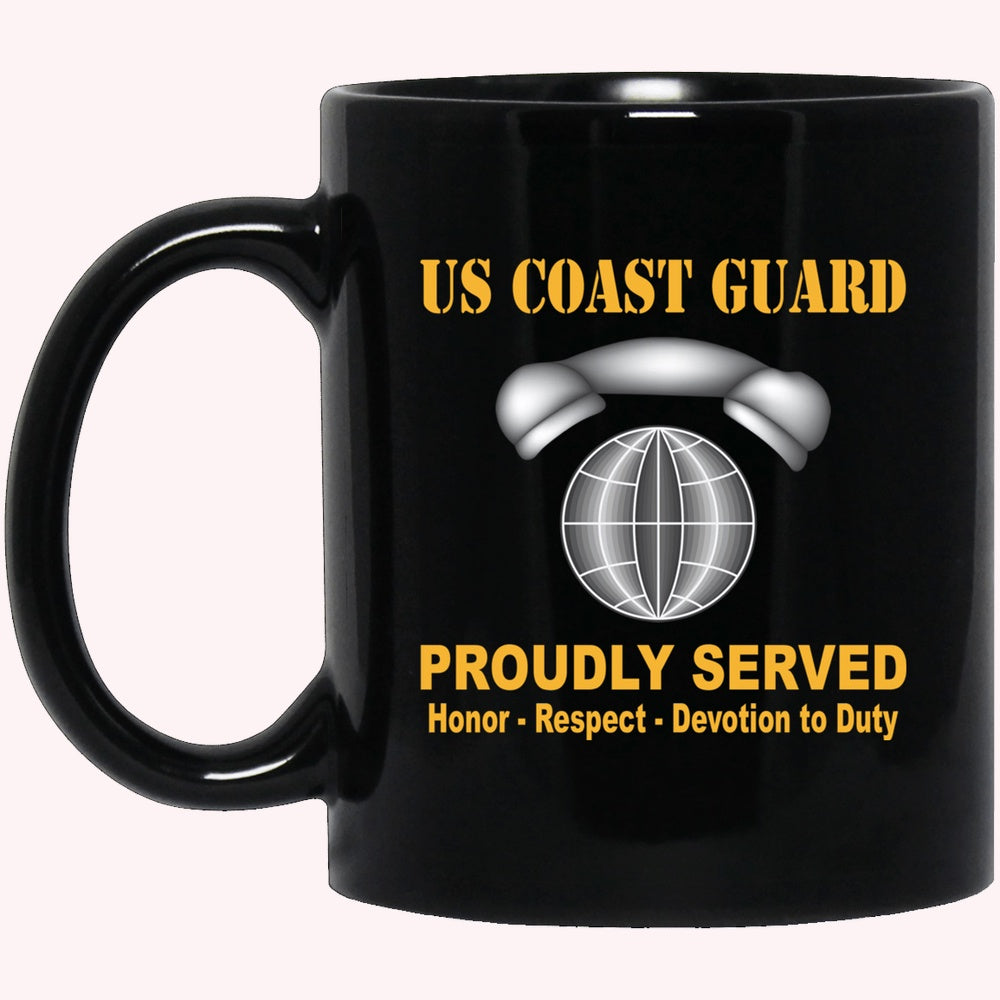Veterans Mug, US Coast Guard Information Systems Technician IT Logo Proudly Served Black Mug