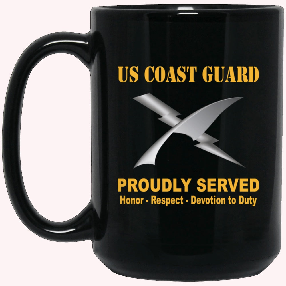 Veterans Mug, US Coast Guard Intelligence Specialist IS Logo Proudly Served Black Mug