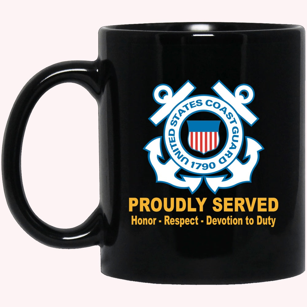 Veterans Mug, US Coast Guard Logo Black Mug