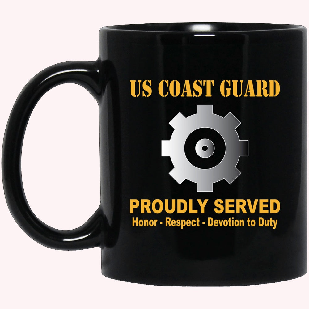 Veterans Mug, US Coast Guard Machinery Technician MK Logo Proudly Served Black Mug