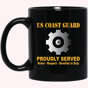 Veterans Mug, US Coast Guard Machinery Technician MK Logo Proudly Served Black Mug