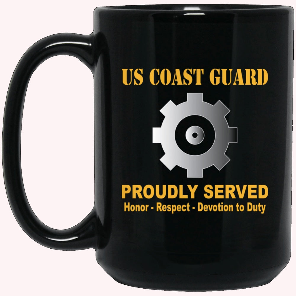 Veterans Mug, US Coast Guard Machinery Technician MK Logo Proudly Served Black Mug