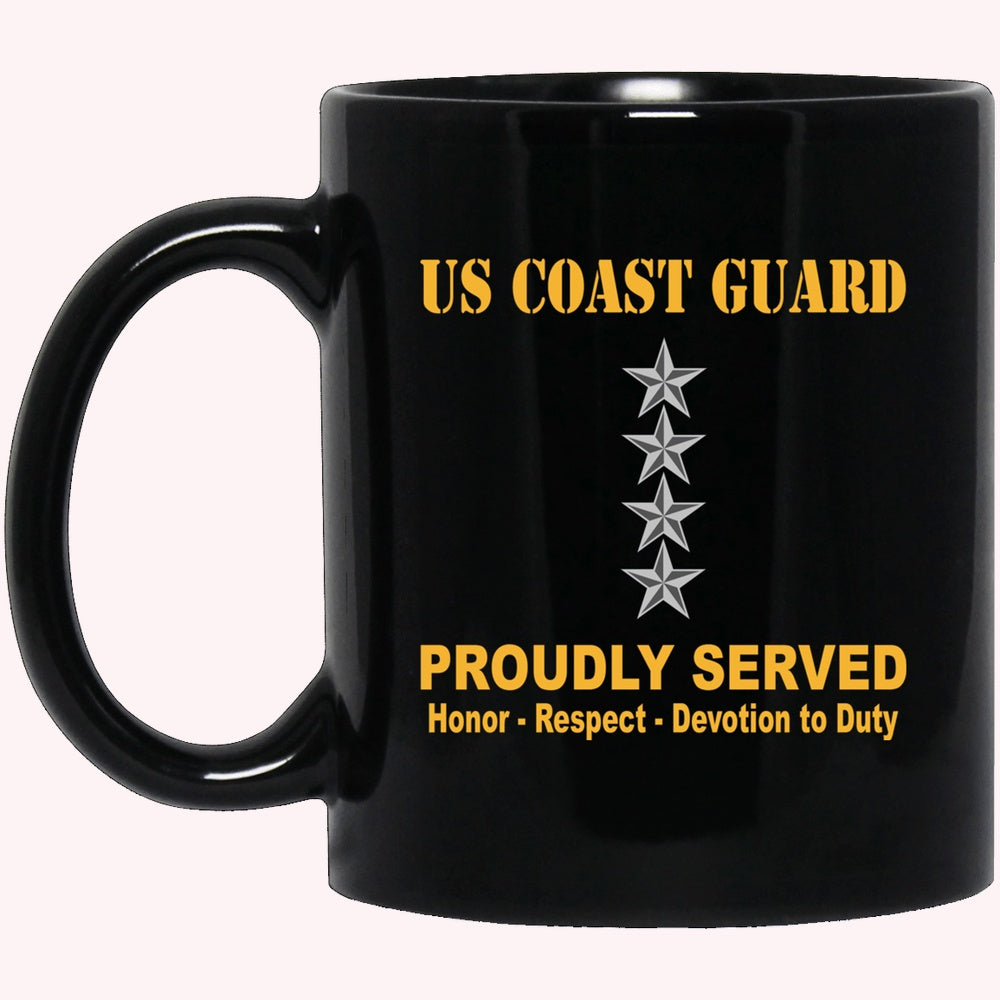 Veterans Mug, US Coast Guard O-10 Admiral O10 ADM Flag Officer Ranks Proudly Served Black Mug