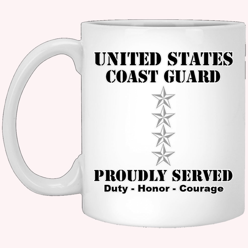 Veterans Mug, US Coast Guard O-10 Admiral O10 ADM Flag Officer Ranks White Coffee Mug