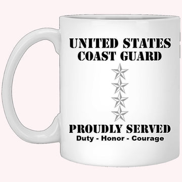 Veterans Mug, US Coast Guard O-10 Admiral O10 ADM Flag Officer Ranks White Coffee Mug