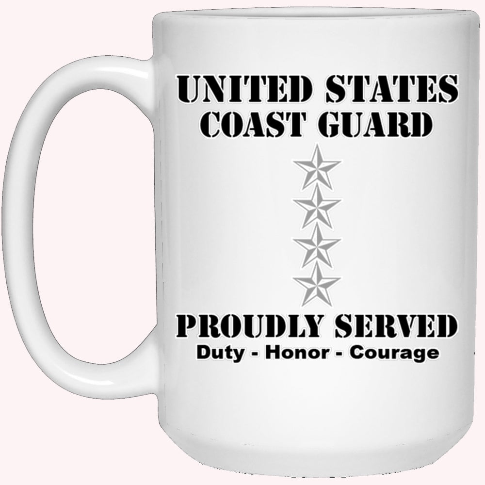 Veterans Mug, US Coast Guard O-10 Admiral O10 ADM Flag Officer Ranks White Coffee Mug