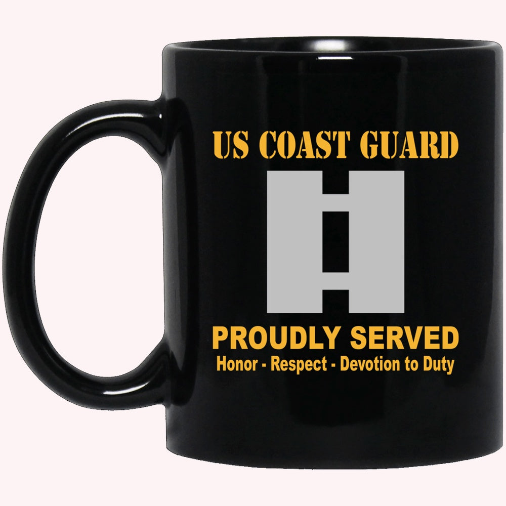 Veterans Mug, US Coast Guard O-3 Lieutenant O3 LT Junior Officer Ranks Proudly Served Black Mug