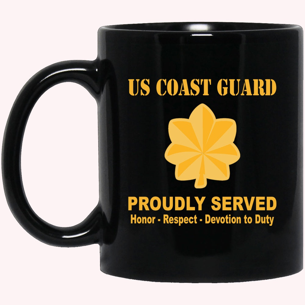 Veterans Mug, US Coast Guard O-4 Lieutenant Commander O4 LCDR Junior Officer Ranks Proudly Served Black Mug