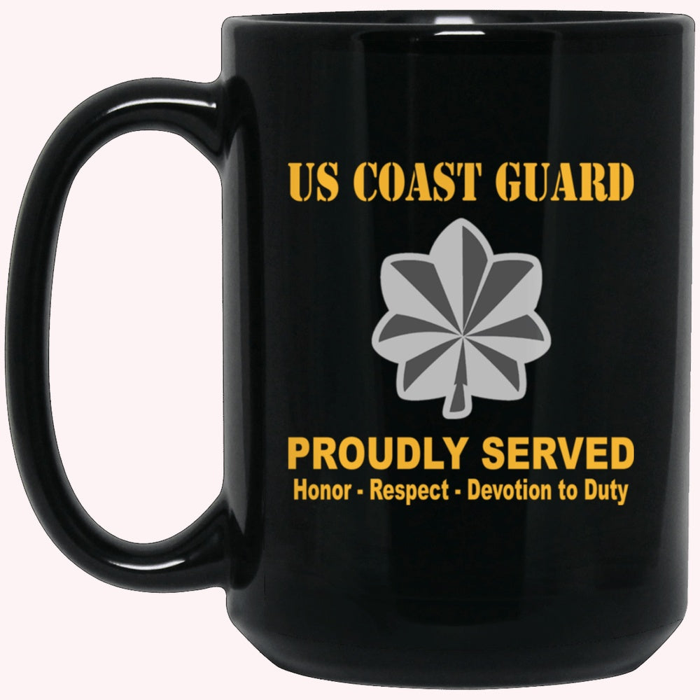 Veterans Mug, US Coast Guard O-5 Commander O5 CDR Senior Officer Ranks Proudly Served Black Mug