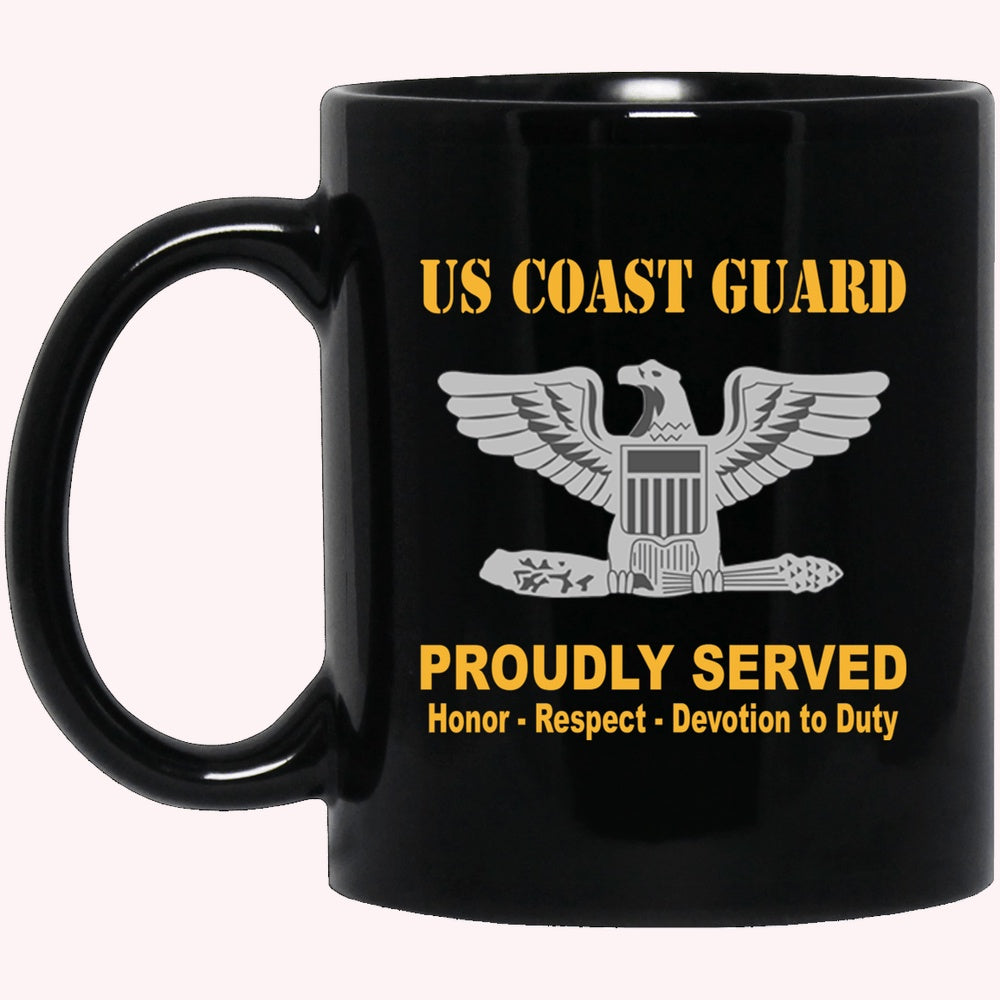 Veterans Mug, US Coast Guard O-6 Captain O6 CAPT Senior Officer Ranks Proudly Served Black Mug