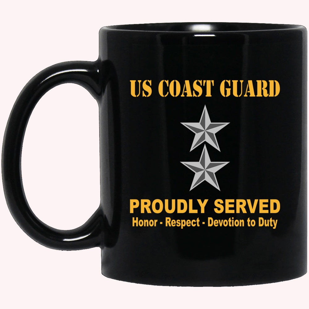 Veterans Mug, US Coast Guard O-8 Rear Admiral O8 RADM Flag Officer Ranks Proudly Served Black Mug