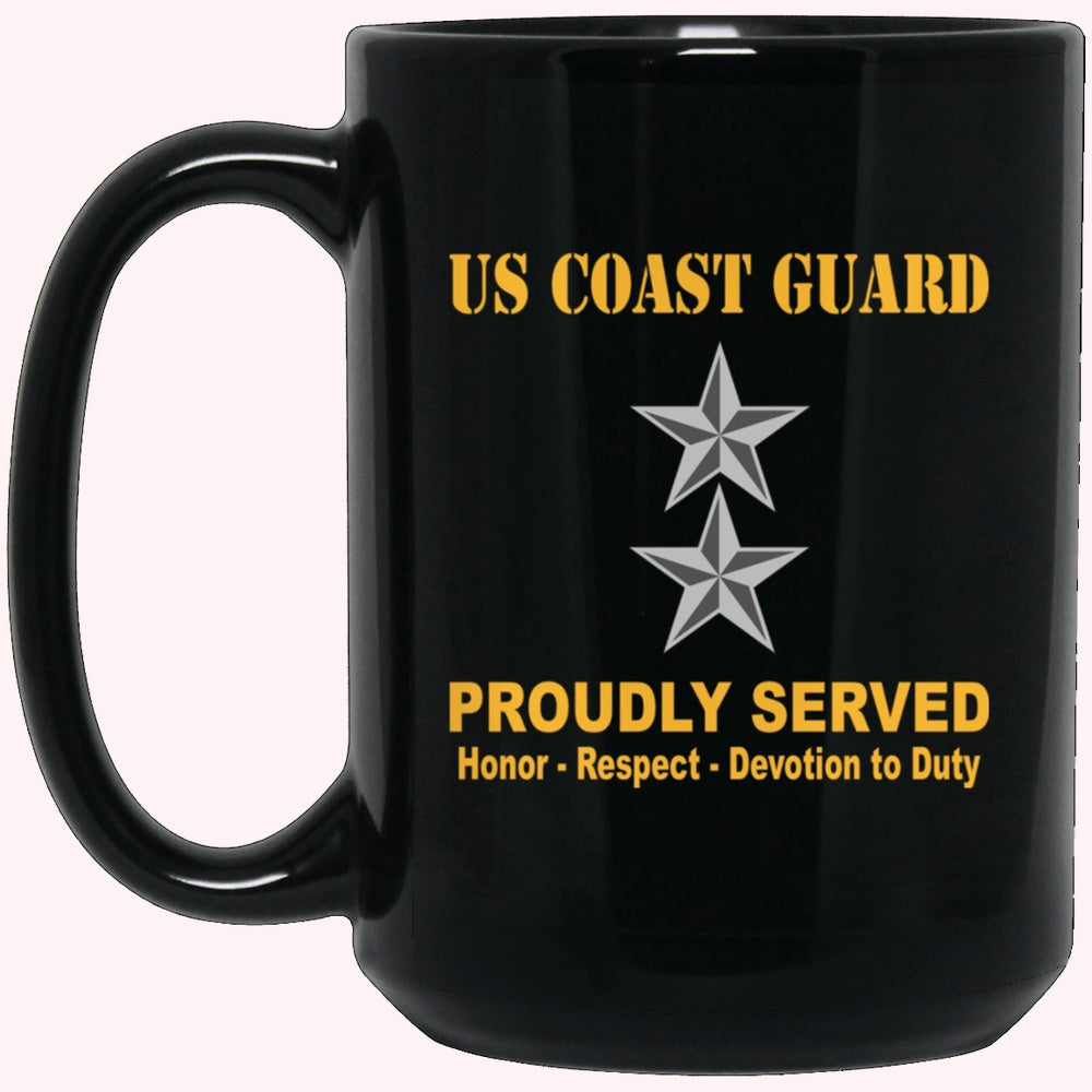 Veterans Mug, US Coast Guard O-8 Rear Admiral O8 RADM Flag Officer Ranks Proudly Served Black Mug