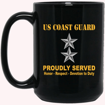 Veterans Mug, US Coast Guard O-8 Rear Admiral O8 RADM Flag Officer Ranks Proudly Served Black Mug