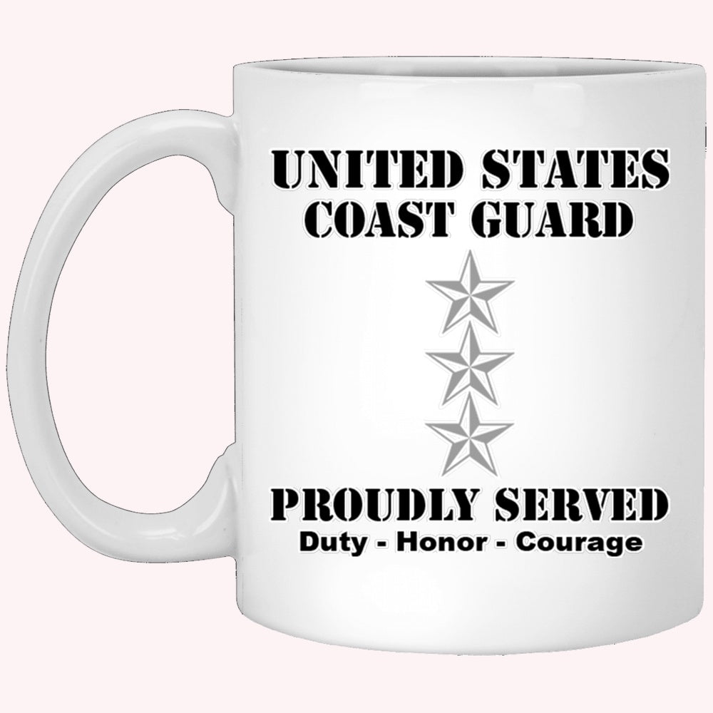Veterans Mug, US Coast Guard O-9 Vice Admiral O9 VADM Flag Officer Ranks White Coffee Mug