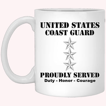 Veterans Mug, US Coast Guard O-9 Vice Admiral O9 VADM Flag Officer Ranks White Coffee Mug
