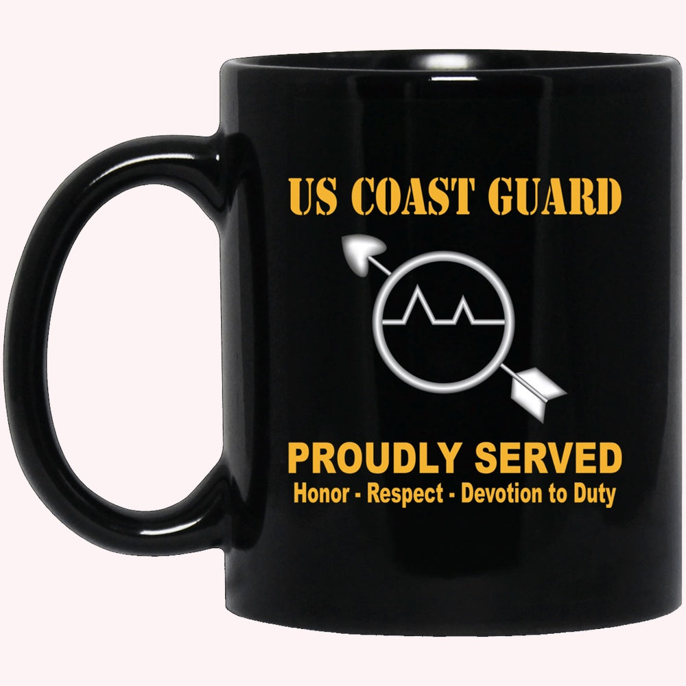 Veterans Mug, US Coast Guard Operations Specialist OS Logo Proudly Served Black Mug